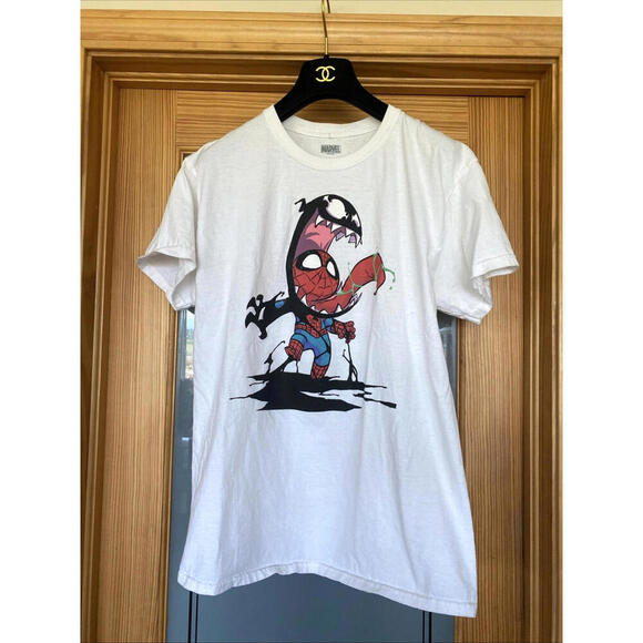 Marvel Other - Marvel L Spiderman Venom Men's Graphic White T-Shirt Large Comic Cotton